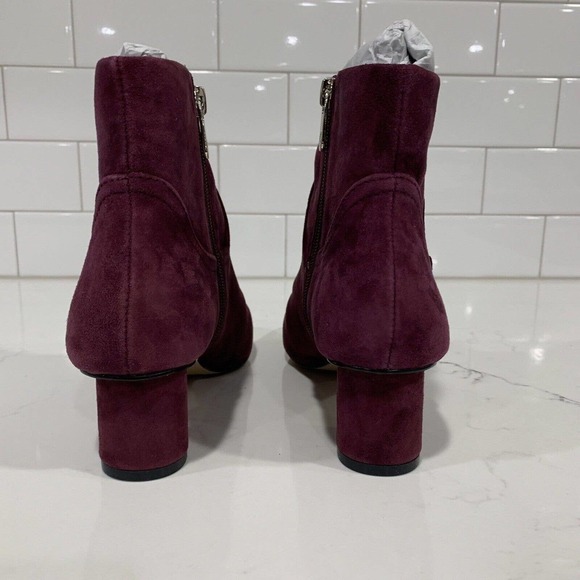Draper James | Suede Leather Bootie Bethany Burgundy Square Toe Ankle NEW - Picture 5 of 8